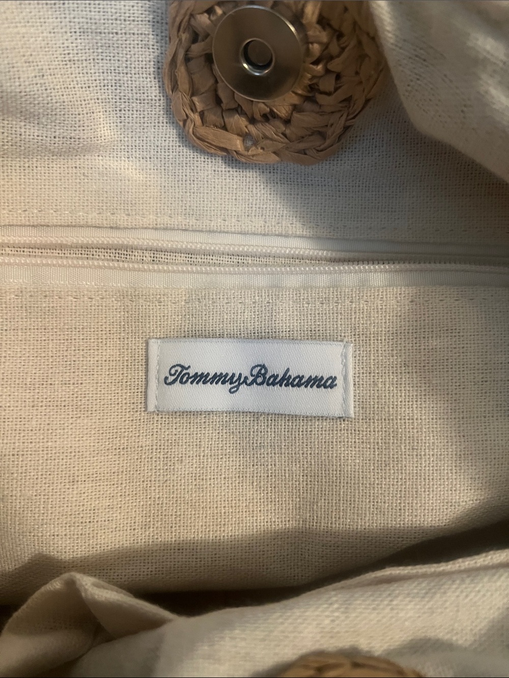 Tommy Bahama Woven Straw Tote in Brown with Tassel - Picture 5 of 6